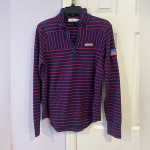 Vineyard Vines 1/4 Zip Sweater Woman’s Size:XS Color: Navy and Red Stripe
